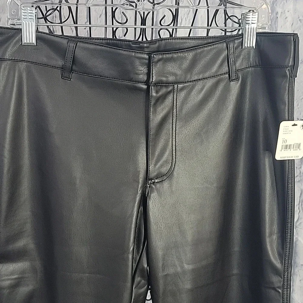 FREE PEOPLE Black Love Language Low Rise Faux Leather‎ Pant Size 10